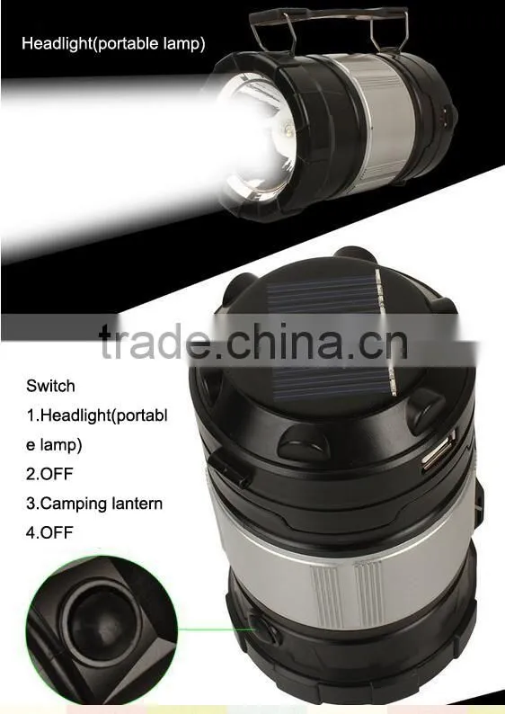 GY34 Portable Led Rechargeable Solar Powered Camping Lanterns Tent Lamps With Mobile Phone Charger