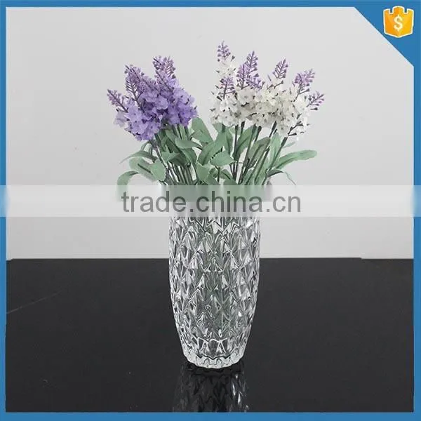 home goods decoration diamond design crystal glass cylinder vases