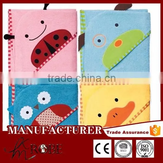 Embroidery 100% Cotton Terry With Hooded Baby Bath Robes Towels Fabric