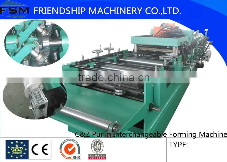 Hydraulic Pressure C Z Purlin Interchangeable Roll Forming Machine