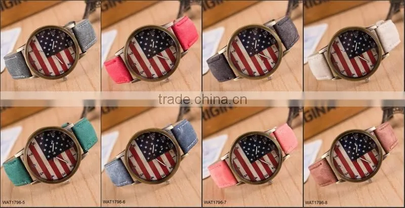 New Handmade Dial Denim Canvas Strap Wrist Watch