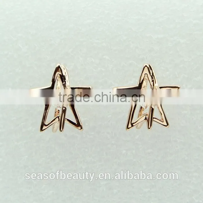 Decorative earring metal silver star fashionable design ear studs