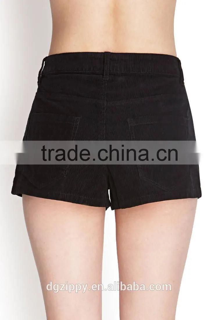 Five-pockets construction belt loops corduroy shorts unlined pants