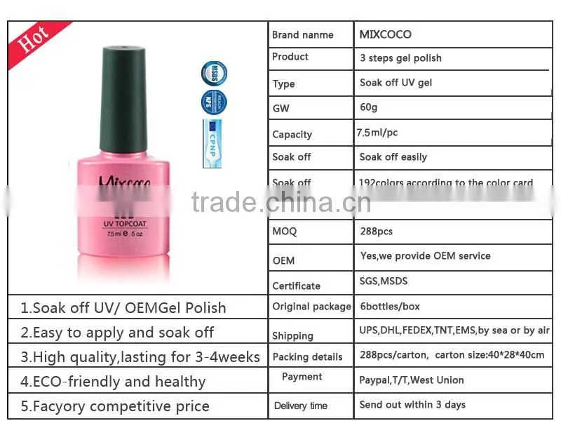 new 7.5ml 192 color orly nail polish,gel polish supply