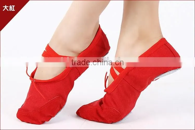 red canvas belly dance shoes