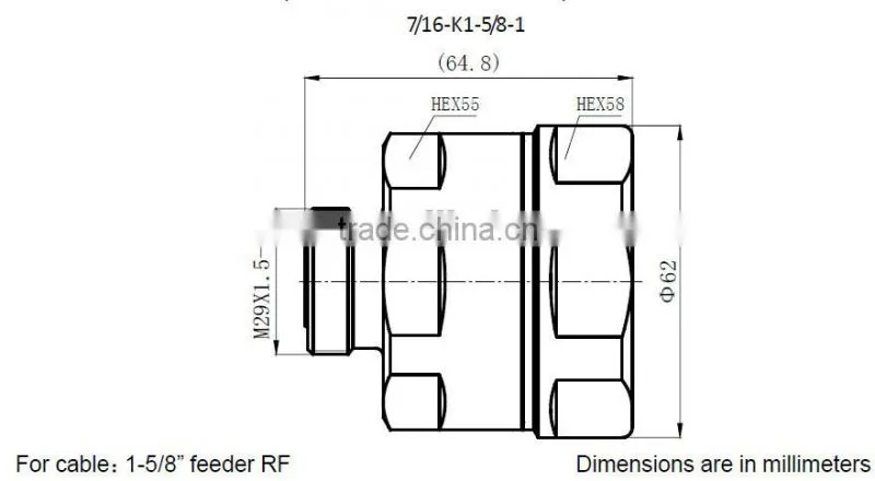 7/16 straight jack for 1-5/8"feeder cable