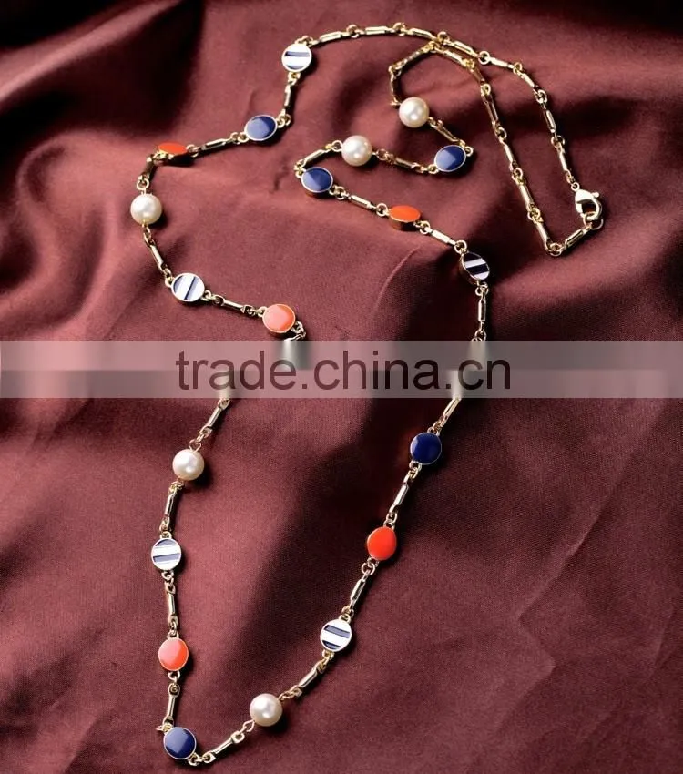 OEM/ODM Manufacture 2016 Fashion Design Colorful Beaded Long Necklace for Women