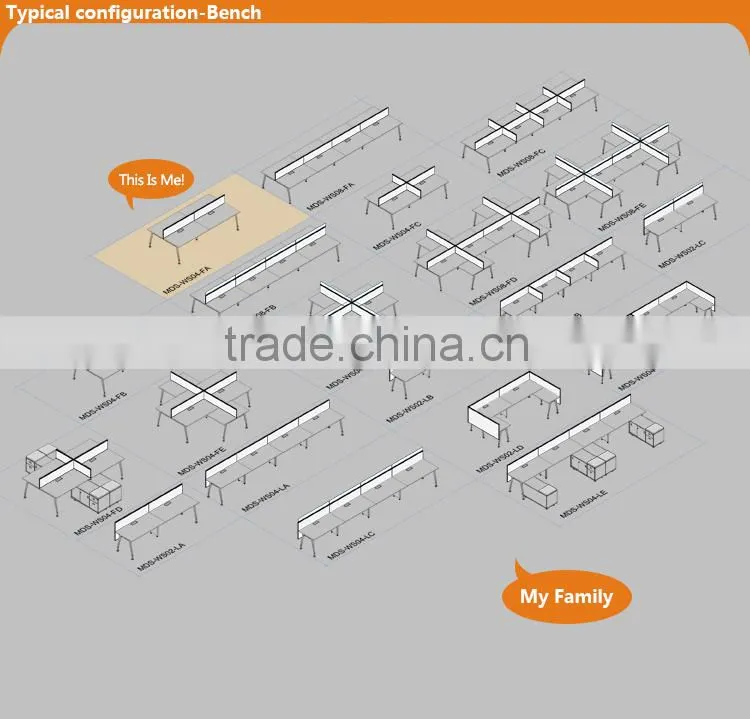 Modern wooden open 4 person modular cubicle modern office workstations