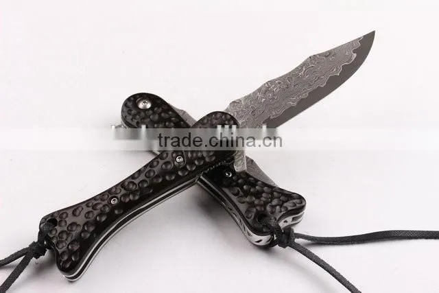 OEM Damascus steel blade hunting knife with G10 handle
