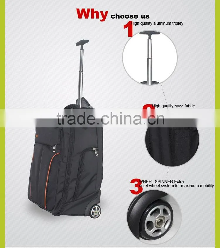 waterproof laptop trolley backpack with wheels