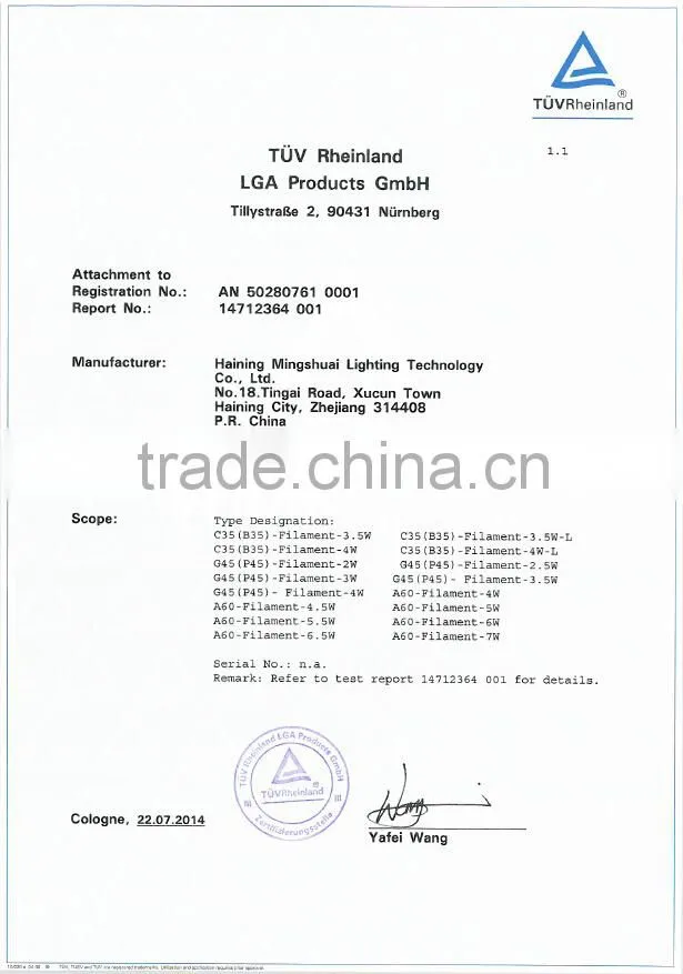 Certificate Approved COB Filament Led Bulb G45