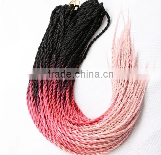 F6677 synthetic hair extensions twist braid,two colored synthetic braiding hair