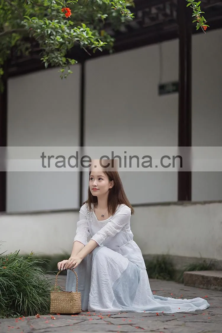 Chinese wind restoring ancient ways is pure color shirt