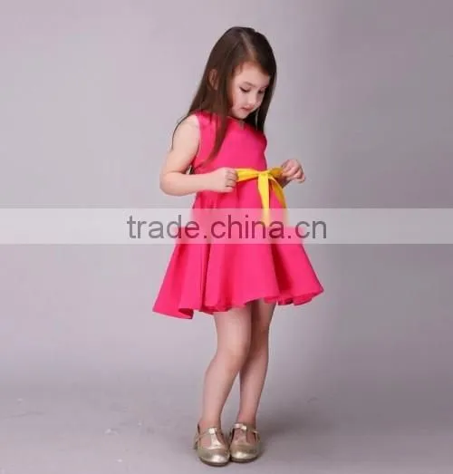 2016 Europe market sleeveless kids clothes girls dresses summer stylish kids beautiful model dresses
