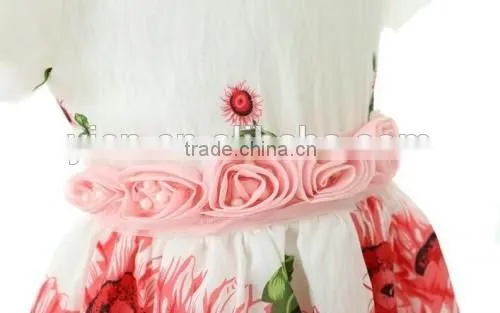 2016 wholesale Princess baby kids girls dresses flower printed summer hot sale kids party wear dresses