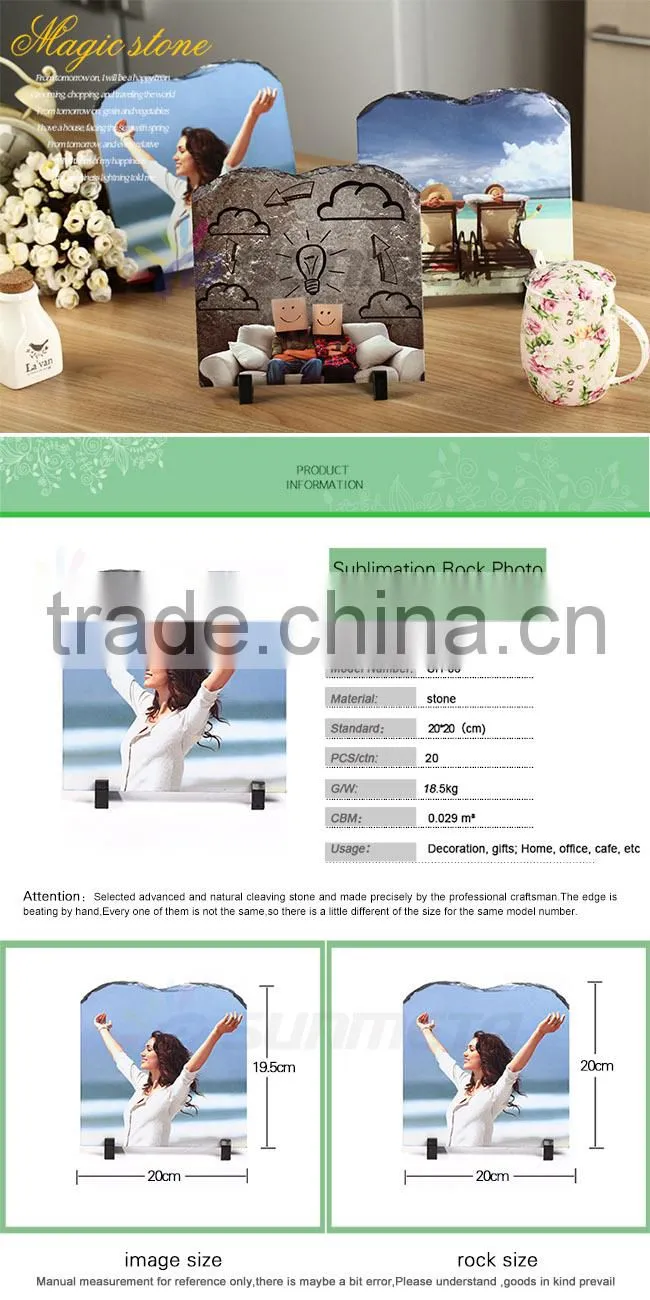 Sunmeta factory directly hot sale blank sublimation 3D decoration rock photo, slate