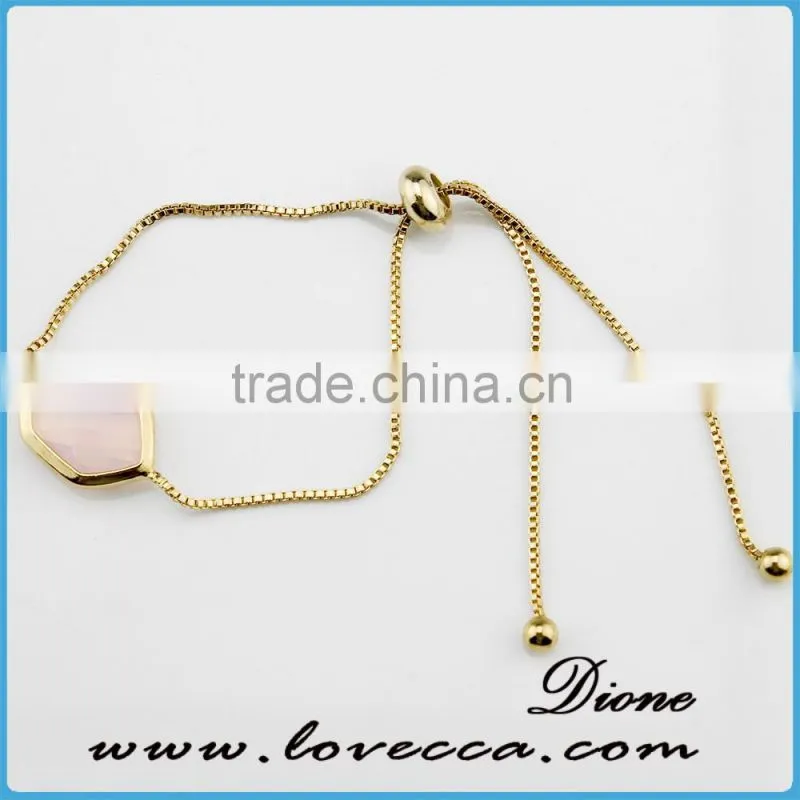 Cheap Wholesale 18K Gold Plated Brass Jewelry Fashion Adjustable Beads Womens Glass Stone