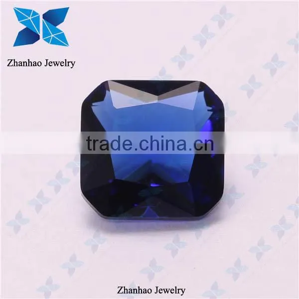 Wholesale loose faceted cut blue rough synthetic glass gemstones
