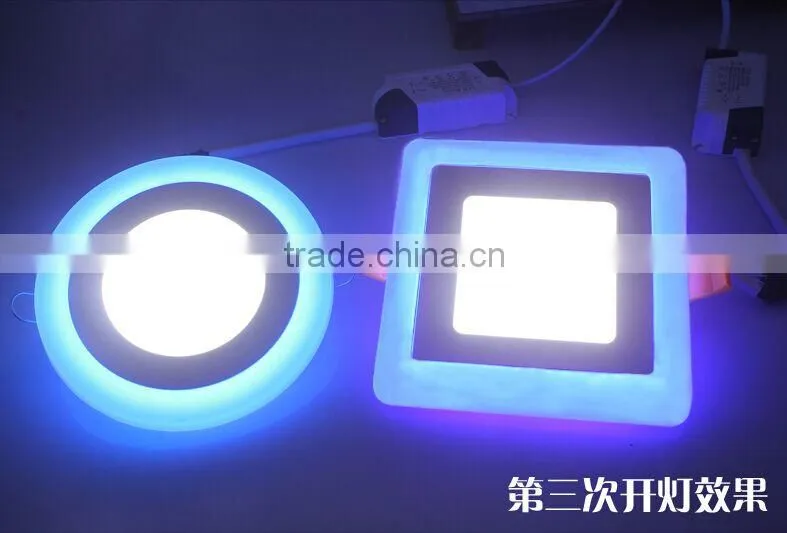 Decorative double color 12+4w LED panel light blue+white