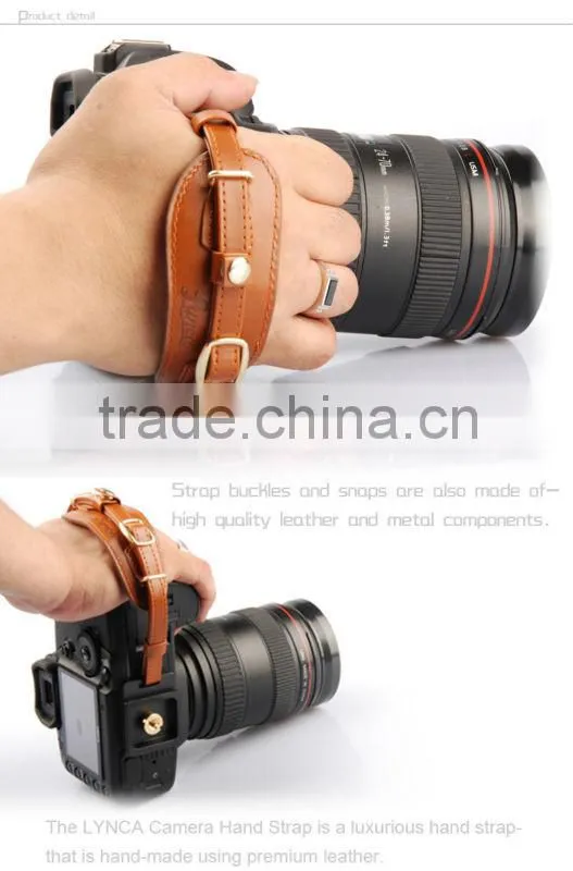 New released the cheapest leather hand digital camera wrist grip strap brown color with quick release plate for dslr