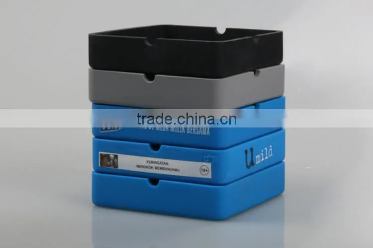 Hot sale smokeless silicone ashtray , heat resistant square silicone ashtray