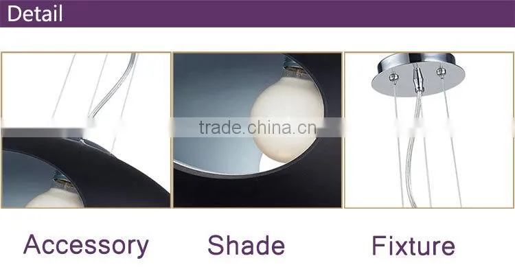glass lighting black color elliptical bedroom pendant light