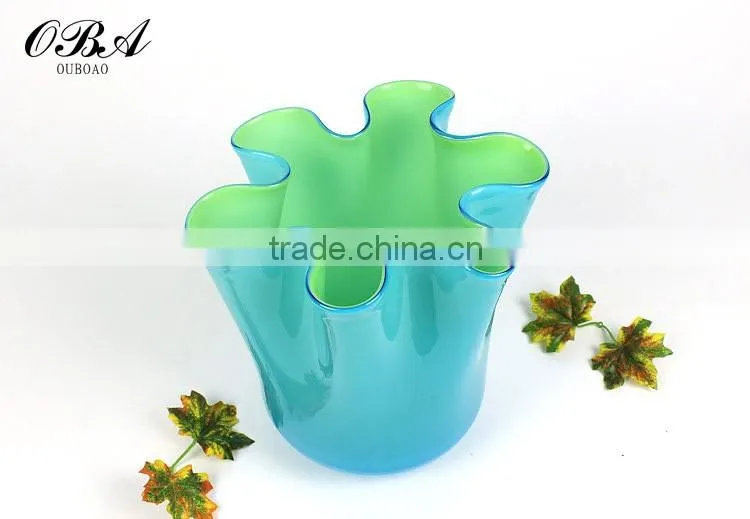 Hand-blown Modern Style Cheap Chinese Cabbage Glass Vase / Eco-friendly Home Decor Big Glass Flower Vase