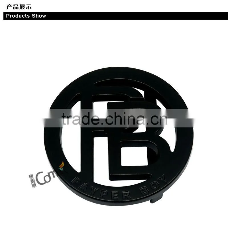 Round Hollow PB Logo Matt Black Metal Belt Buckle