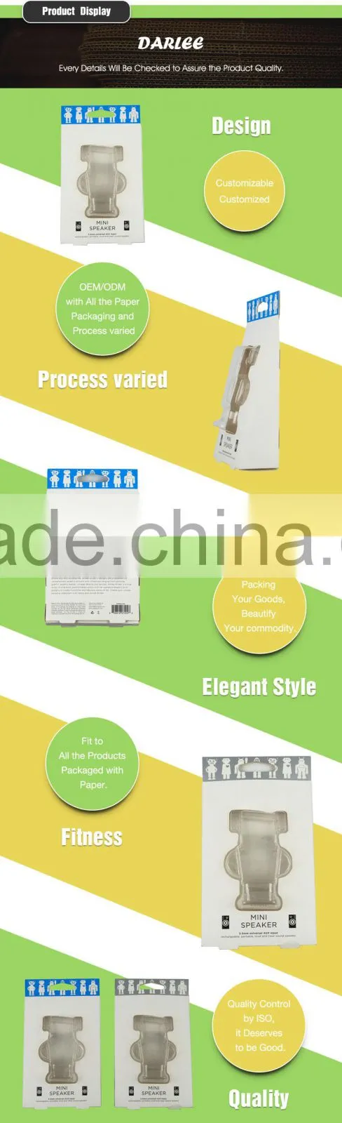 China corporation hanging recyclable free sample electronic pack with blister tray