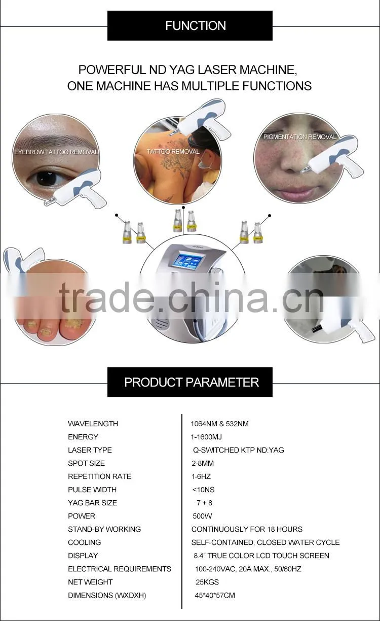 beauty machine nd.yag long pulsed laser tattoo removal with medical CE