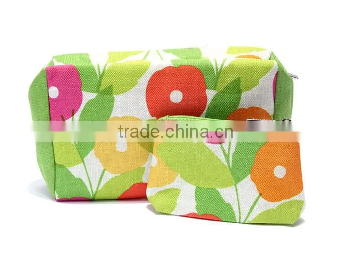 2015 new design 600D polyester PVC printing zipper cosmetic bag