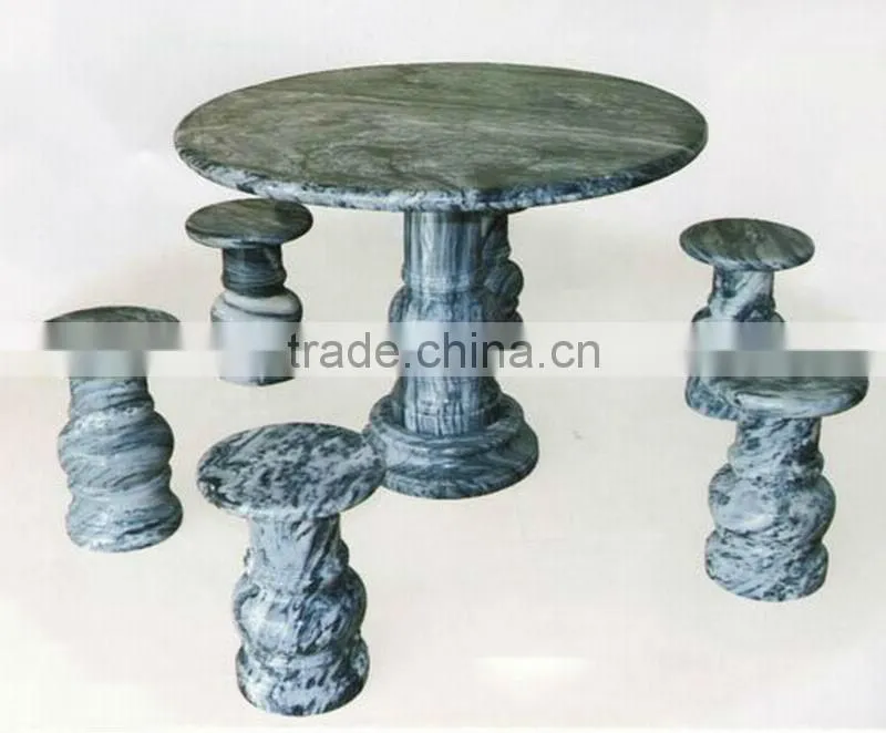 Outdoor White Marble Table And Chairs For Decoration