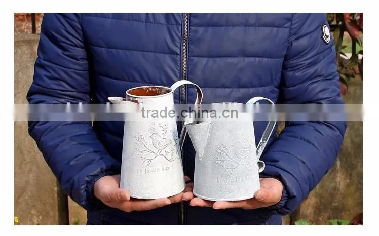 china cheap custom printed antique indoor decoration metal flower pots with birds printing for livingroom