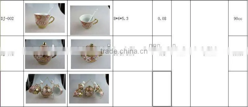 Stock porcelain coffee set with decal