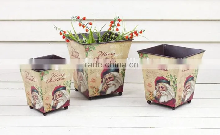 small decorative flower pots,snowman flower pot, metal flower pot for home decor