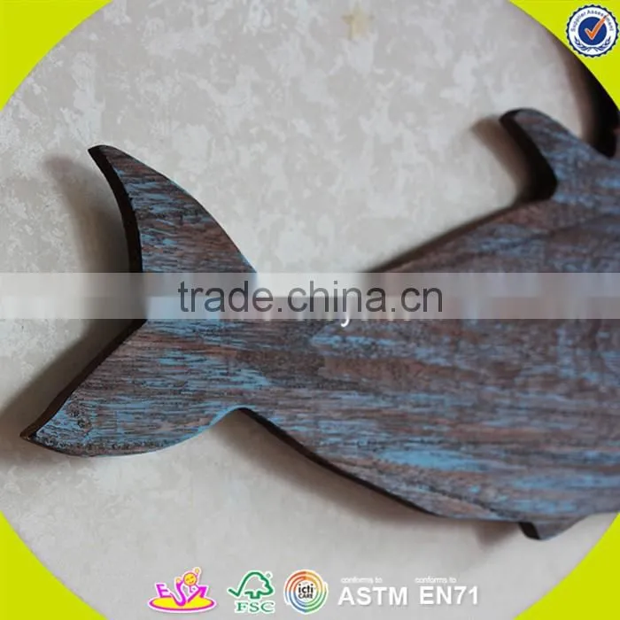 2017 New design wooden wall decoration ideas wholesale cheap whale shape wooden wall decoration ideas W09D018