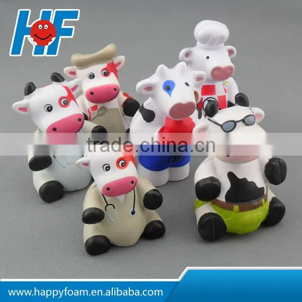 pu promotional cheap gifts cow shaped animal stress toy