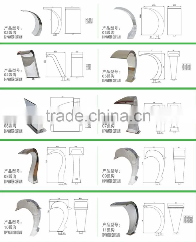 Factory Price Artificial Indoor Stainless Steel Waterfall in Massage Pool Spa pool