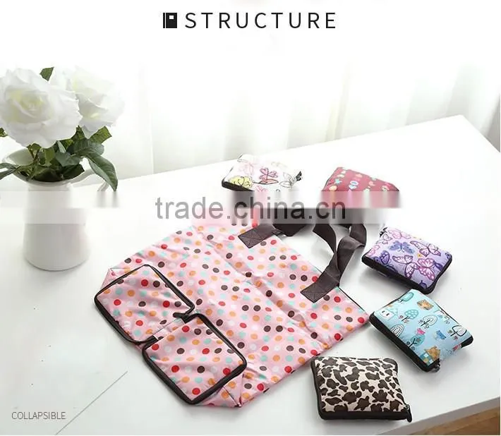 Full color printing 300D Polyester fashion tote bags with square zipper pocket