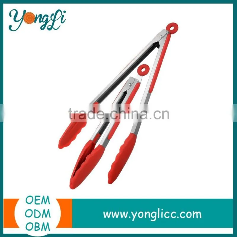 Eco Friendly Colorful Stainless Steel Food Tongs Silicone Kitchen Utensils