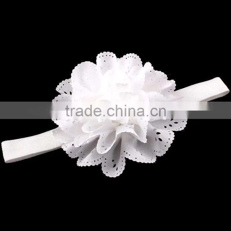 Pierced fabric flower hairbands for baby girls