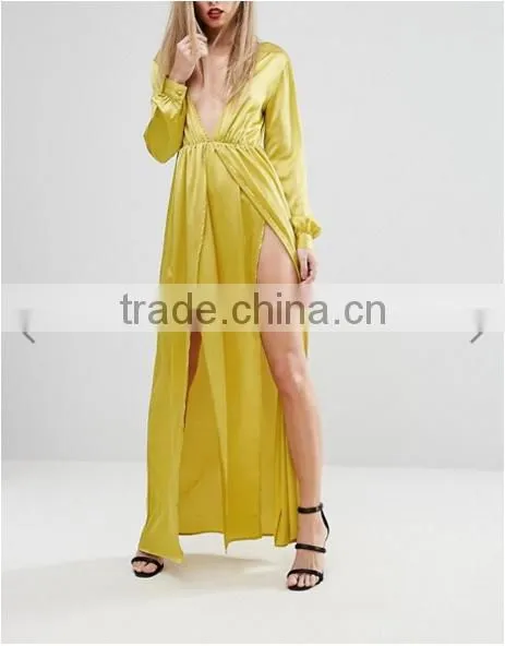 satin dress/ long maxi dress trendy evening Clothing