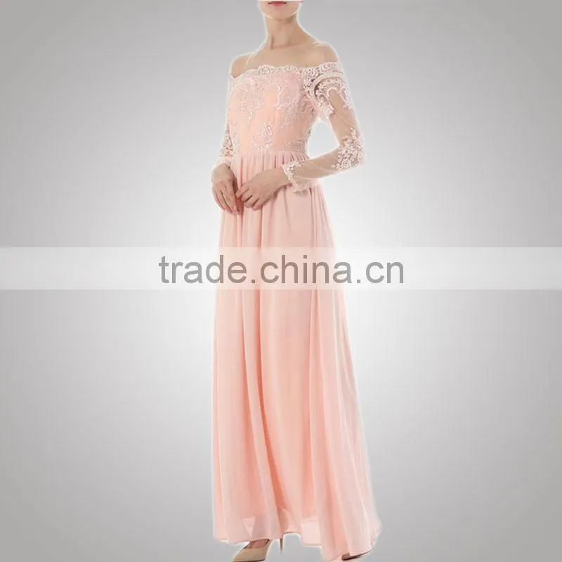 Latest Design Fashionable Preppy Style Evening Dress Long Sleeve Women For Youth