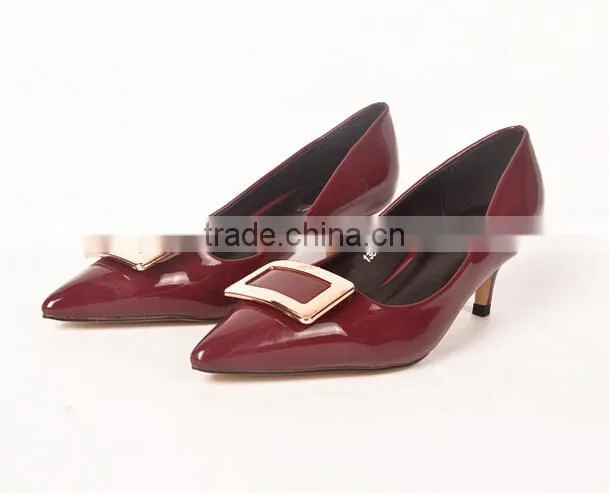 GZY fashion black color patent pu women shoes with removable heel