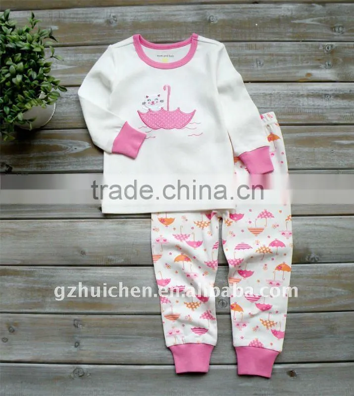 2011 autumn baby clothes set 100% cotton embroider baby pajama