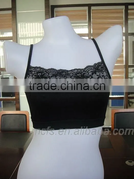 Seamless women's nylon lace tube bra