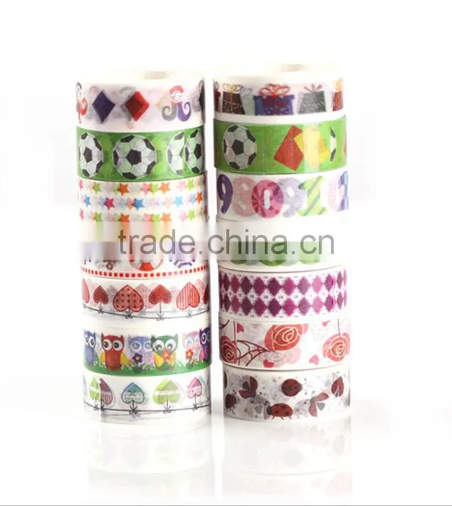 1.5cm*10m multicolor washi tape customizable size adhesive paper tape tear by hand removeable paper tape