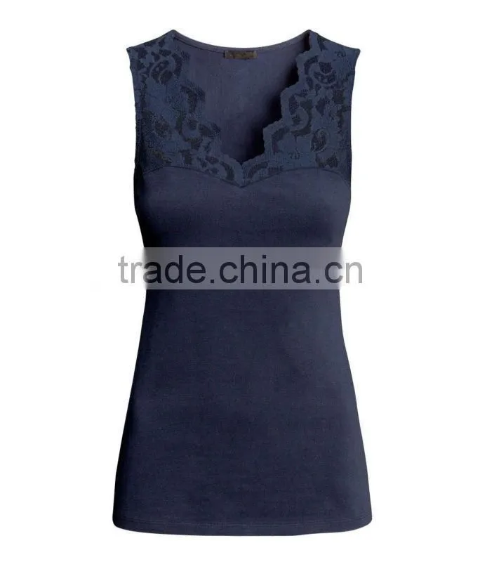 Jersey Tank Top with Lace