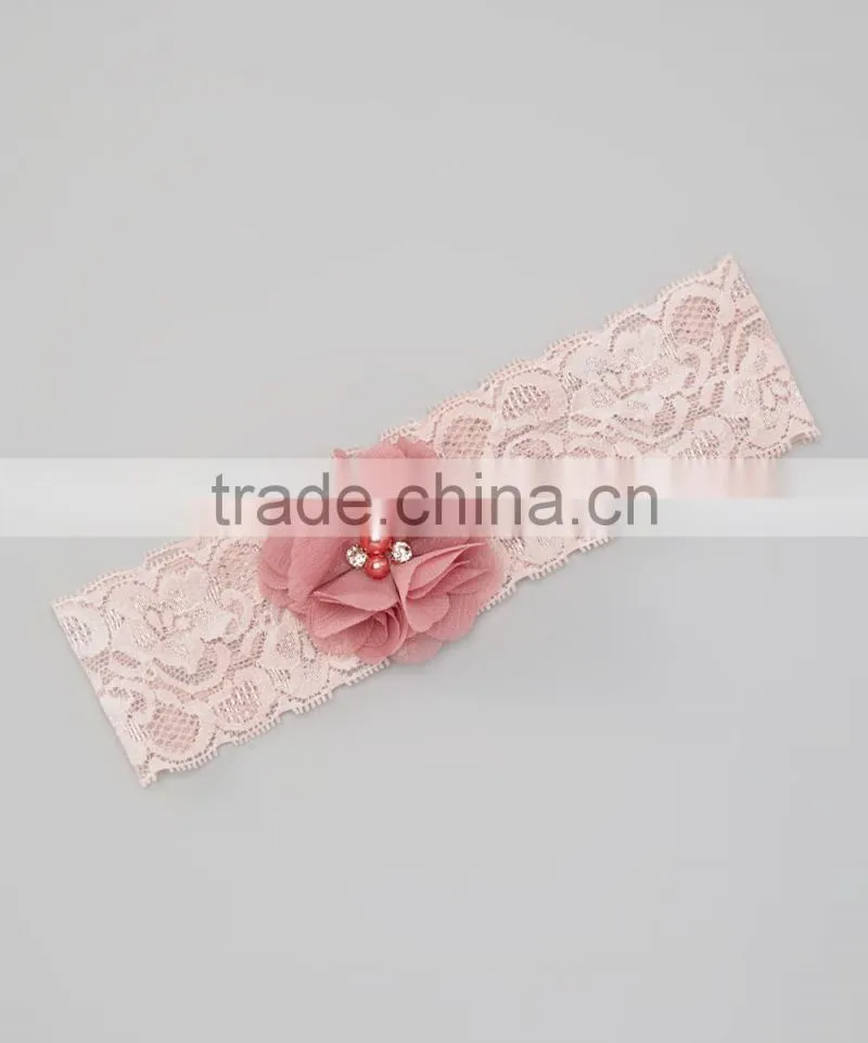 New Pink Lace Toddler Headband With Flower Fancy Infant bands Cute Baby Headbands HA90421-40