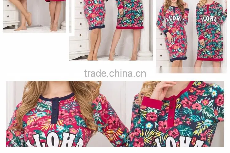 CUSTOM WHOLESALE TOP DESIGN WINTER FANCY COUPLE NIGHTDRESS POLYESTER COTTON ARABIC WOMEN NIGHT GOWNS